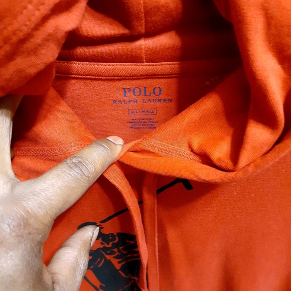 Men's red Polo hoodie pullover - Picture 2 of 3